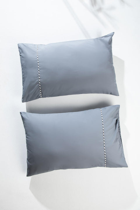 PILLOWS & SHAMS Solid Grey Pillow Cover Set (Set Of 2)