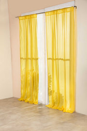 CURTAINS Solid Mustard Sheer Curtain