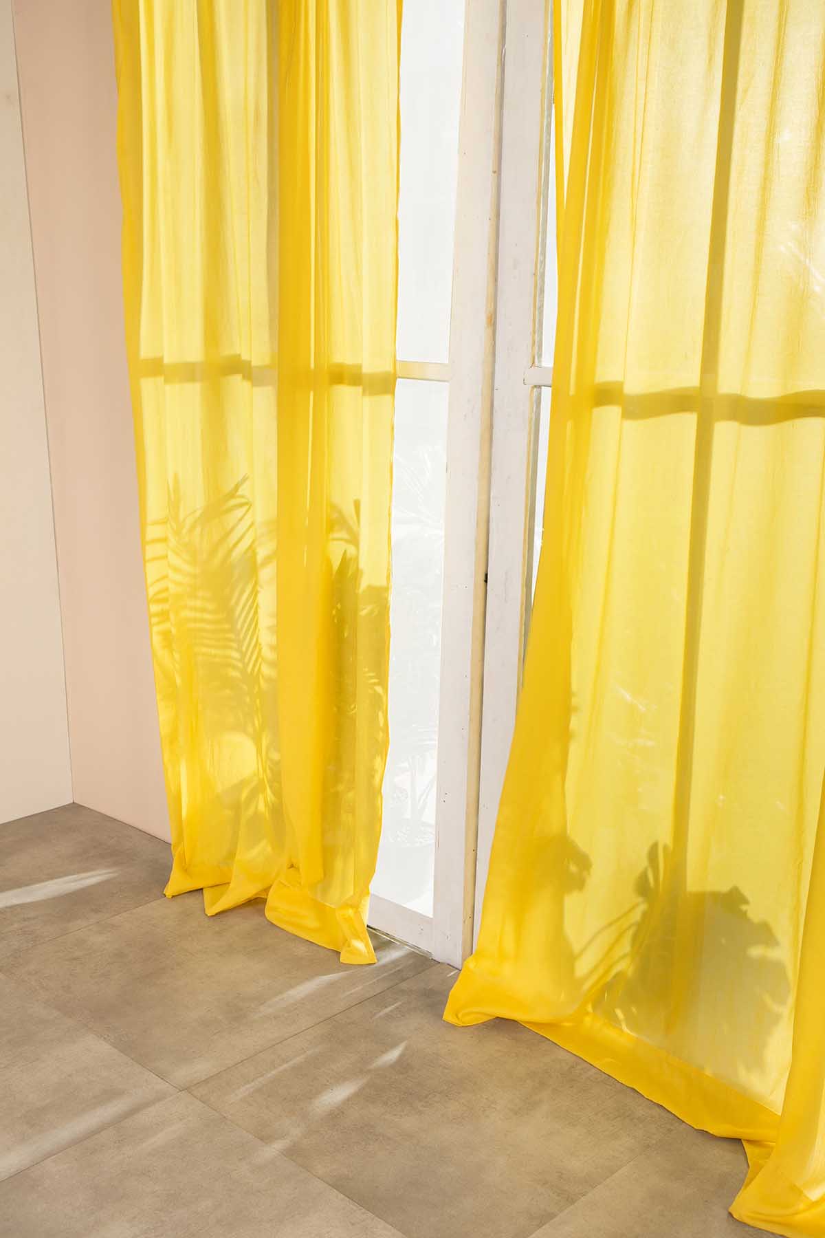 CURTAINS Solid Mustard Sheer Curtain