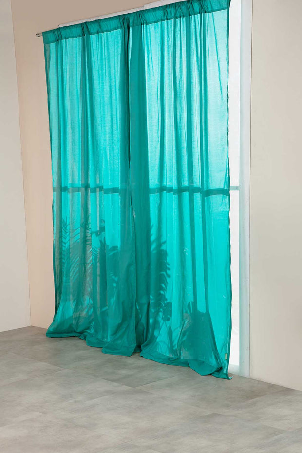 CURTAINS Solid Soft Teal Sheer Curtain