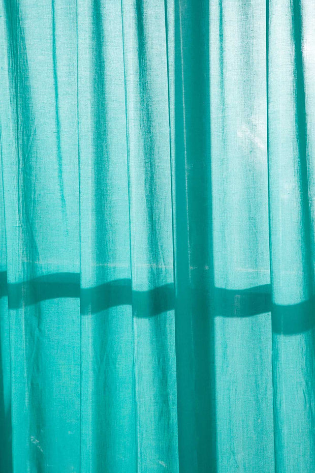 CURTAINS Solid Soft Teal Window Curtain In Sheer Fabric