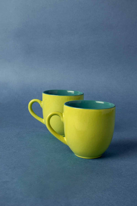 MUGS & CUPS Solid Green And Blue Ceramic Baga Tea Cup (Set Of 4)