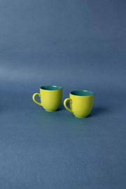 MUGS & CUPS Solid Green And Blue Ceramic Baga Tea Cup (Set Of 4)