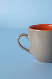 MUGS & CUPS Solid Sand And Orange Ceramic Baga Tea Cup (Set Of 4)