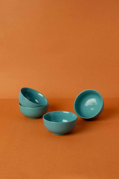 BOWLS Solid Luna Blue Ceramic Katori (Set Of 4)