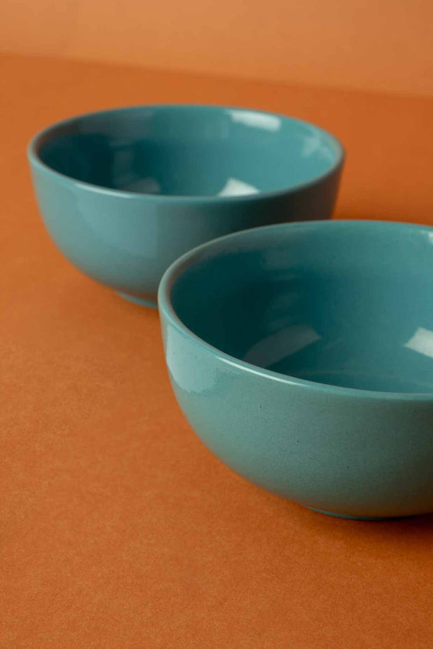 BOWLS Solid Luna Blue Ceramic Katori (Set Of 4)