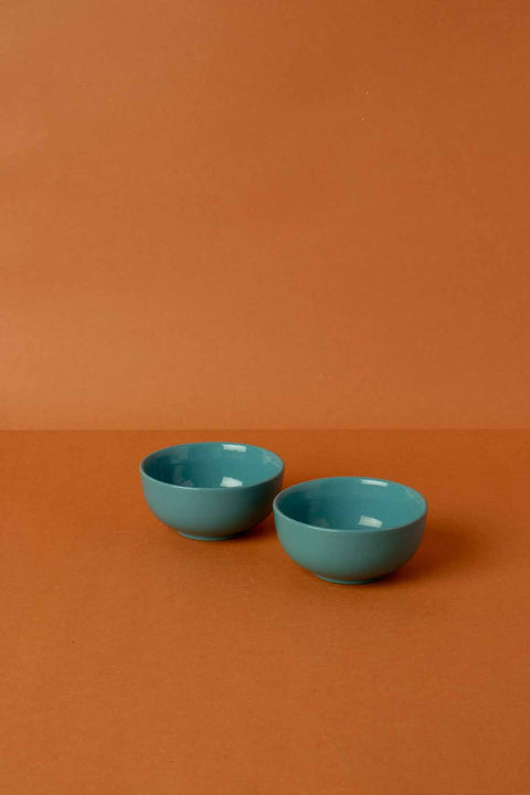 BOWLS Solid Luna Blue Ceramic Katori (Set Of 4)