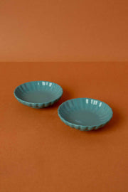 DINING ACCESSORIES Solid Luna Blue Ceramic Trinket Dish (Set Of 2)