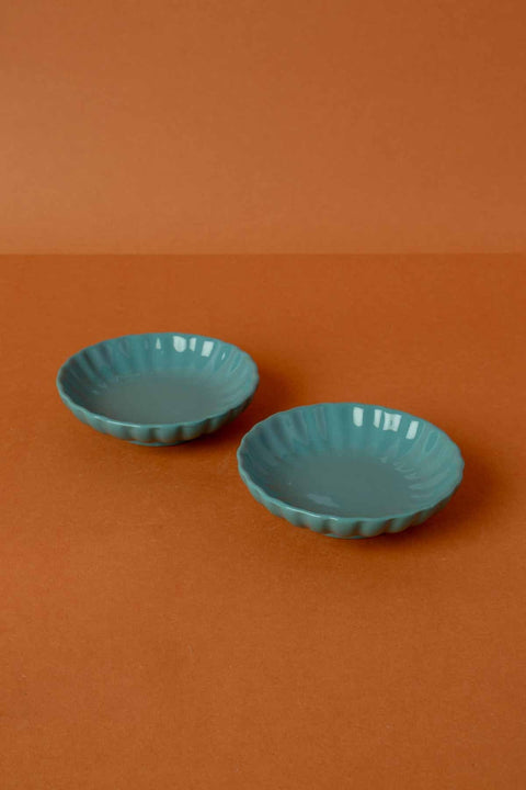 DINING ACCESSORIES Solid Luna Blue Ceramic Trinket Dish (Set Of 2)