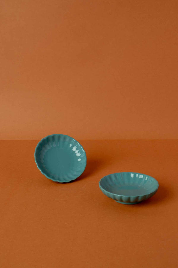 DINING ACCESSORIES Solid Luna Blue Ceramic Trinket Dish (Set Of 2)