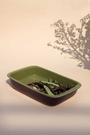 BAKING DISHES Solid Olive Green And Purple Baking Dish