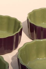 RAMEKINS Solid Olive Green And Purple Ramekin (Set Of 4)