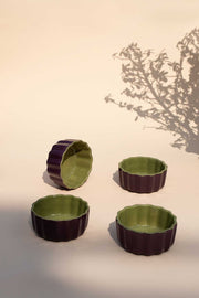 RAMEKINS Solid Olive Green And Purple Ramekin (Set Of 4)