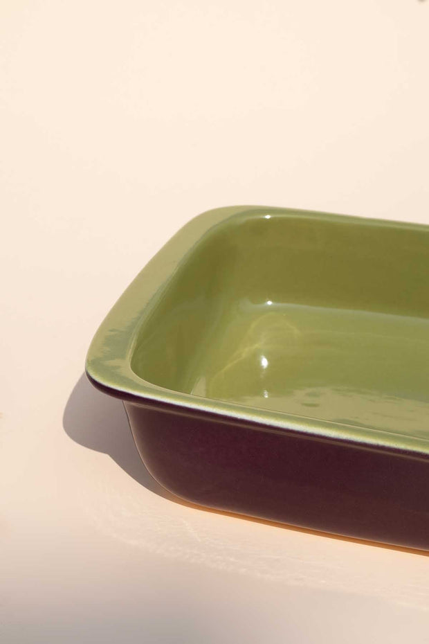 SERVING DISHES Solid Olive Green And Purple Serving Dish