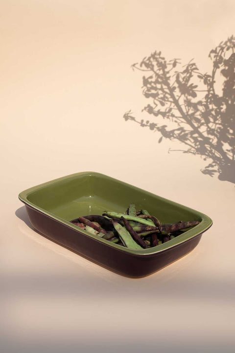 SERVING DISHES Solid Olive Green And Purple Serving Dish