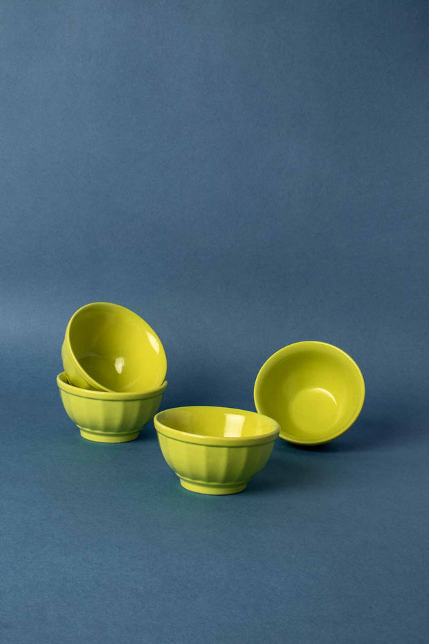 BOWLS Solid Astral Green Ceramic Mixer Bowl(Set Of 4)