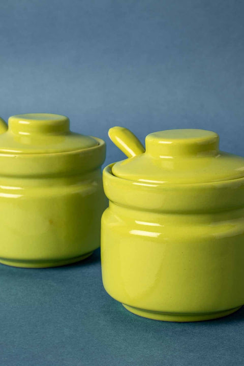 DINING ACCESSORIES Solid Astral Green Ceramic Pickle Jar (Set Of 2)