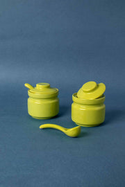 DINING ACCESSORIES Solid Astral Green Ceramic Pickle Jar (Set Of 2)