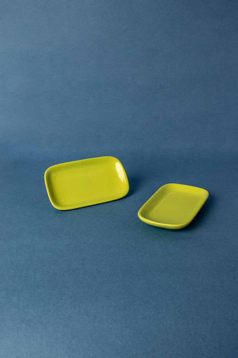 DINING ACCESSORIES Solid Astral Green Ceramic Rectangle Palette (Set Of 2)