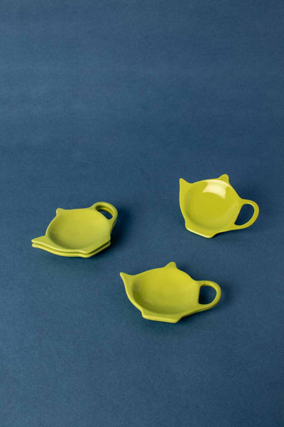 DINING ACCESSORIES Solid Astral Green Ceramic Tea Bag Thinggy (Set Of 4)