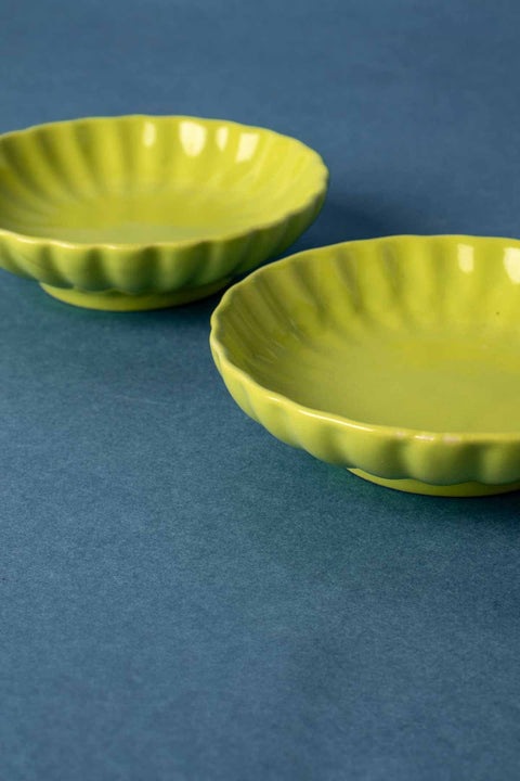 DINING ACCESSORIES Solid Astral Green Ceramic Trinket Dish (Set Of 2)