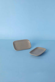 DINING ACCESSORIES Solid Saturn Sand Ceramic Rectangle Palette (Set Of 2)