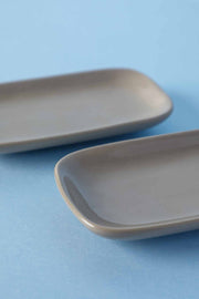 DINING ACCESSORIES Solid Saturn Sand Ceramic Rectangle Palette (Set Of 2)