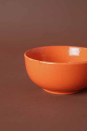 BOWLS Solid Orange Ceramic Katori (Set Of 4)