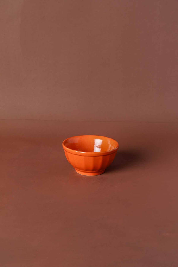 BOWLS Solid Orange Ceramic Mixer Bowl (Set Of 4)