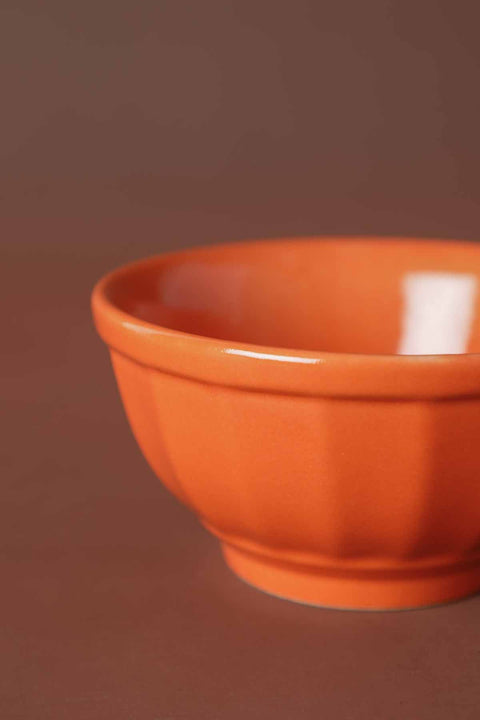 BOWLS Solid Orange Ceramic Mixer Bowl (Set Of 4)