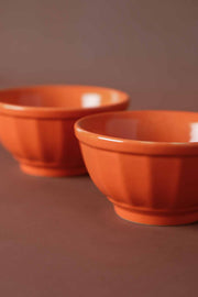 BOWLS Solid Orange Ceramic Mixer Bowl (Set Of 4)