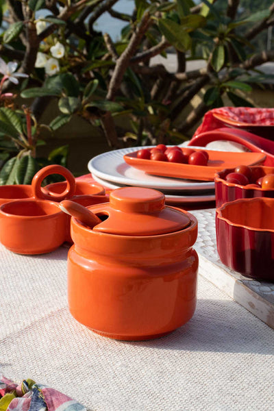 DINING ACCESSORIES Solid Orange Pickle Jar (Set Of 2)