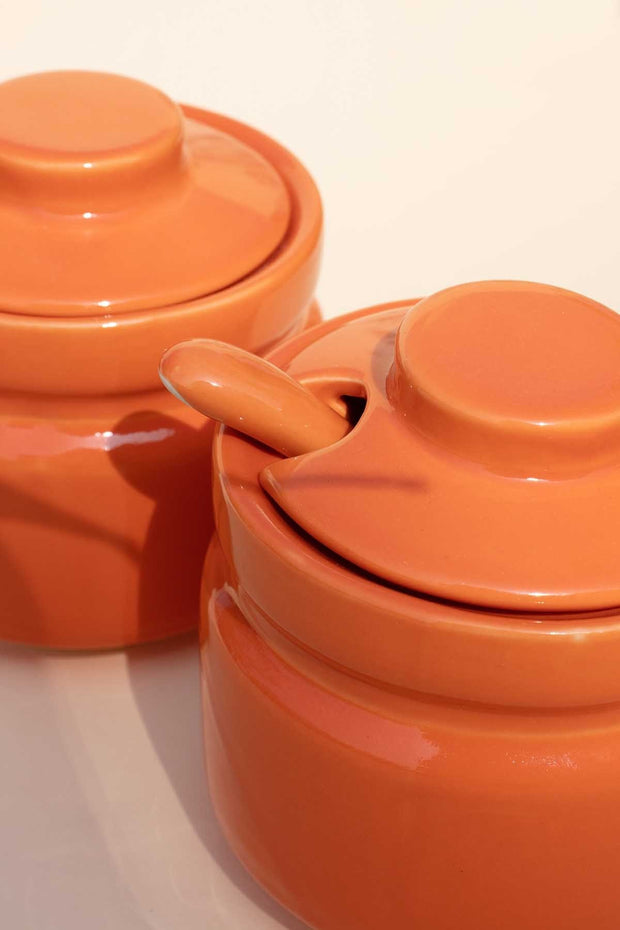 DINING ACCESSORIES Solid Orange Pickle Jar (Set Of 2)