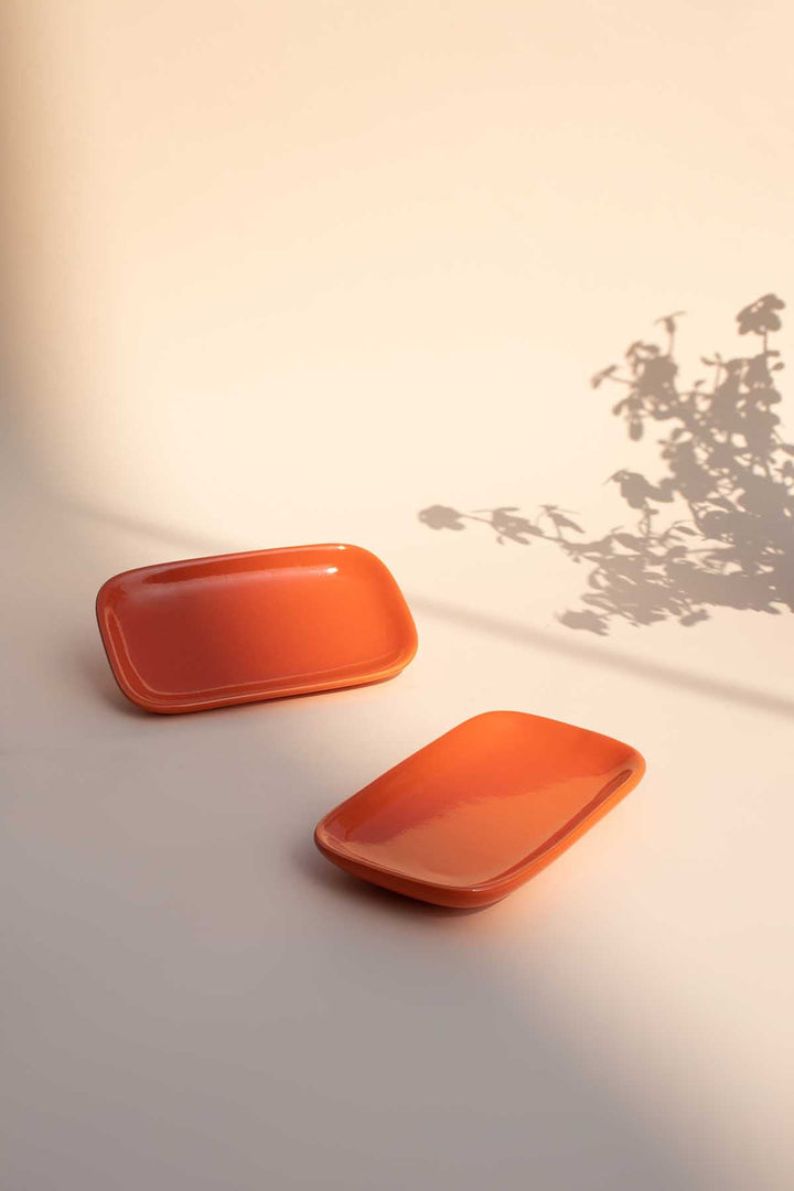 DINING ACCESSORIES Solid Orange Rectangle Palette (Set Of 2)