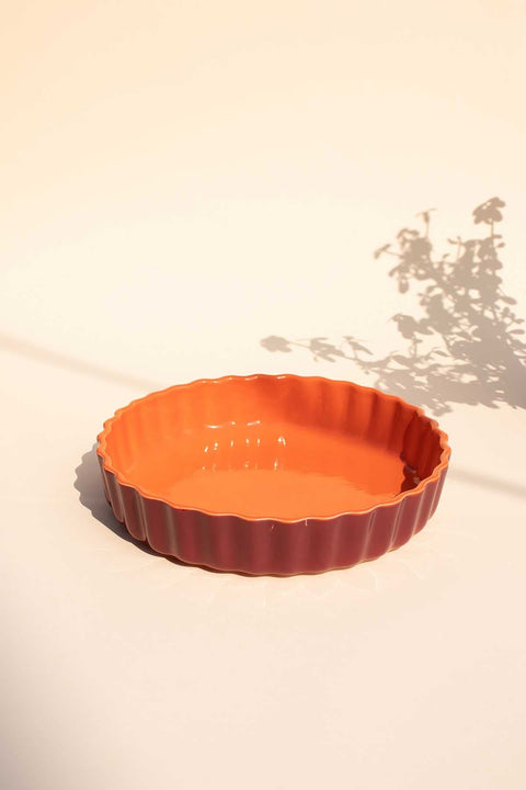 BAKING DISHES Solid Burgundy And Orange
 Quiche Dish (Set Of 2)