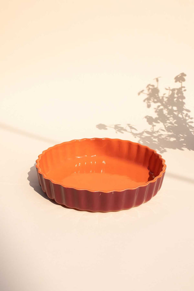 BAKING DISHES Solid Burgundy And Orange
 Quiche Dish (Set Of 2)