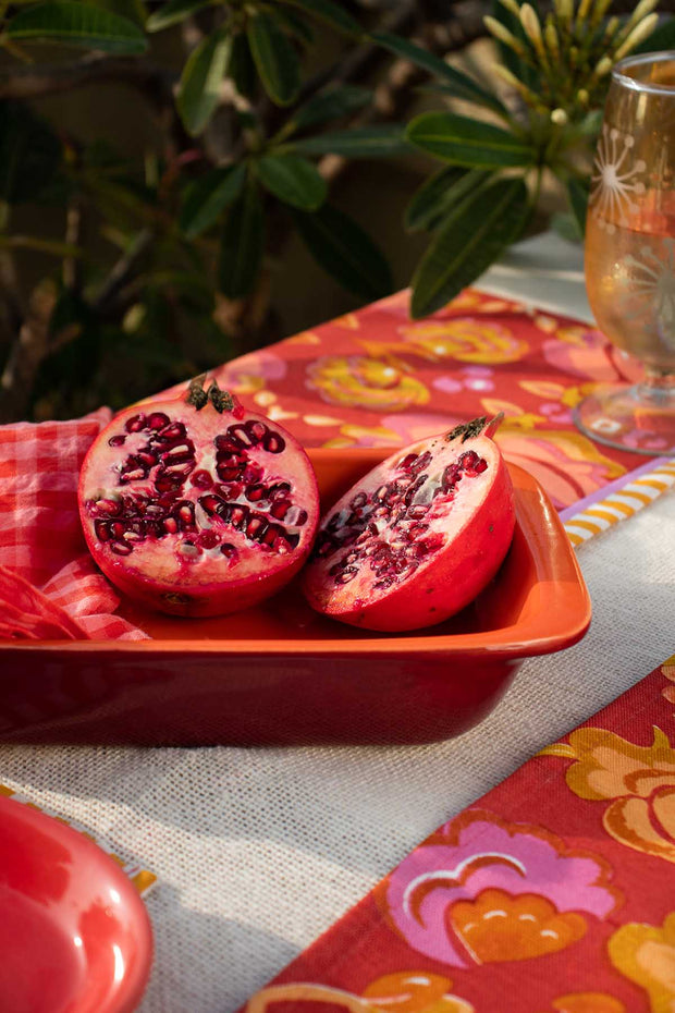 SERVING DISHES Solid Burgundy And Orange
 Serving Dish