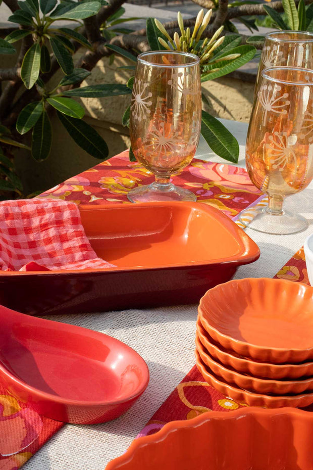 SERVING DISHES Solid Burgundy And Orange
 Serving Dish