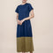 Color Block A Line Maxi Dress (Olive Blue)