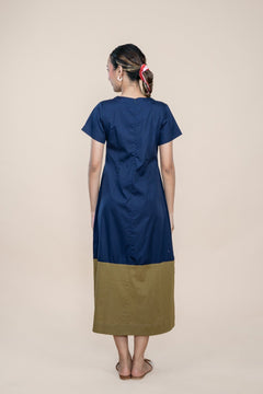 DRESSES Solid A Line Dress (Olive Blue)