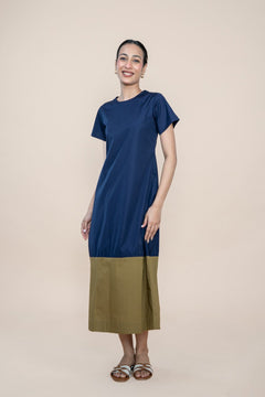 DRESSES Solid A Line Dress (Olive Blue)