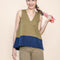 Color Block A Line Top (Olive Blue)