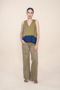 TOPS Solid A Line Top (Olive Blue)