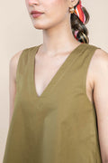 TOPS Solid A Line Top (Olive Blue)