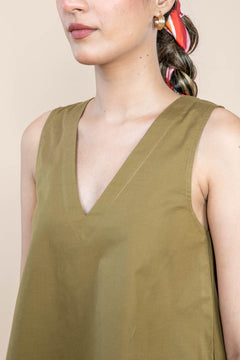 TOPS Solid A Line Top (Olive Blue)