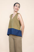 TOPS Solid A Line Top (Olive Blue)