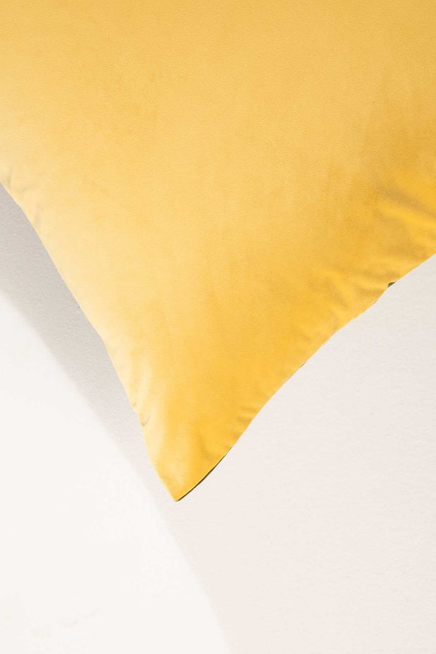 SHAMS & FLOOR CUSHIONS Solid Velvet Olive Yellow Floor Cushion Cover (61 Cm x 61 Cm)