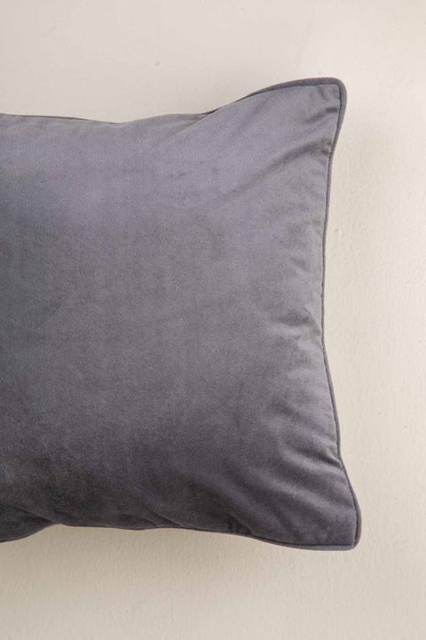 SOLID & TEXTURED CUSHIONS Solid Velvet Charcoal Cushion Cover (41 Cm X 41 Cm)