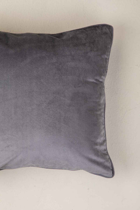 SOLID & TEXTURED CUSHIONS Solid Velvet Charcoal Cushion Cover (41 Cm X 41 Cm)