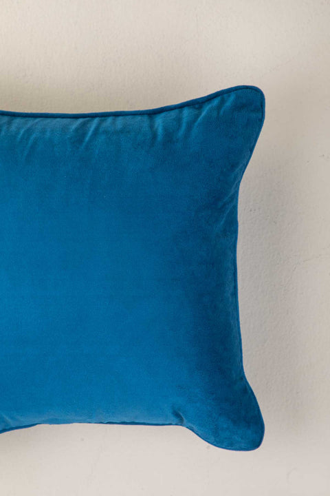 SOLID & TEXTURED CUSHIONS Solid Velvet Indigo Cushion Cover (41 Cm X 41 Cm)